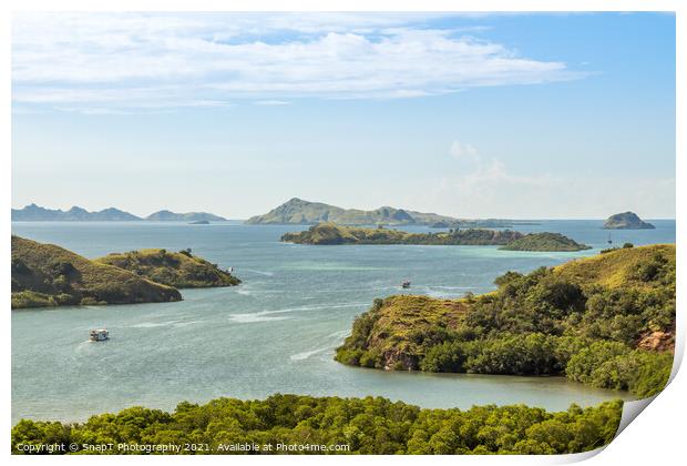 A landscape view over Komodo National Park from Rinca Island, Flores, Indonesia Print by SnapT Photography