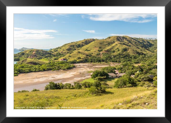 A mountain and coastal inlet on Rinca Island, Komodo National Park, Indonesia Framed Mounted Print by SnapT Photography