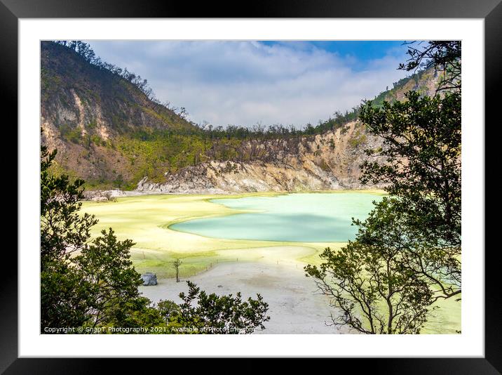 A view over the Kawah Putih volcanic crater lake, Indonesia Framed Mounted Print by SnapT Photography