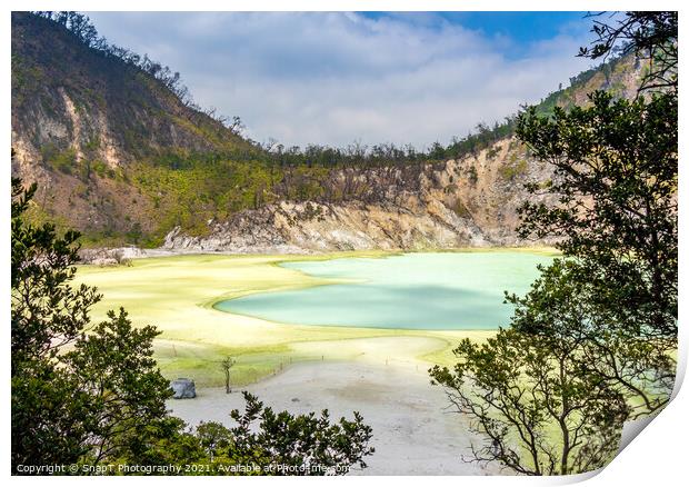 A view over the Kawah Putih volcanic crater lake, Indonesia Print by SnapT Photography