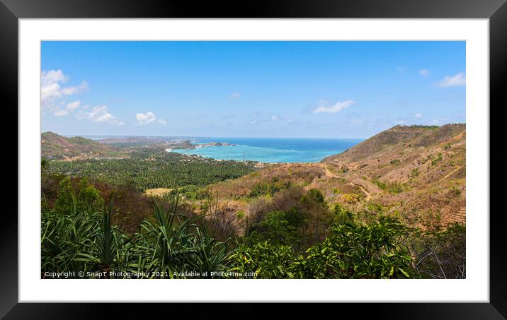 A view over Baturiti and Kuta Beach, Lombok Indonesia Framed Mounted Print by SnapT Photography