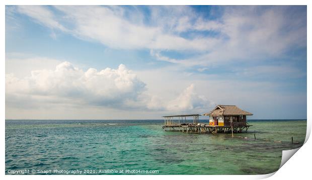 A stilt house on the tropical island of Pramuka, Thousand Islands, Indonesia Print by SnapT Photography