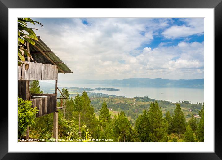 A view over the volcanic crater Lake Toba from Samosir Island, Indonesia Framed Mounted Print by SnapT Photography