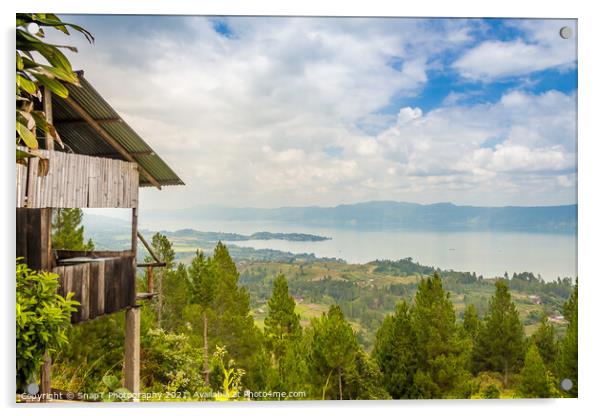 A view over the volcanic crater Lake Toba from Samosir Island, Indonesia Acrylic by SnapT Photography