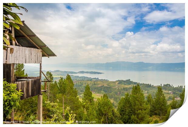 A view over the volcanic crater Lake Toba from Samosir Island, Indonesia Print by SnapT Photography