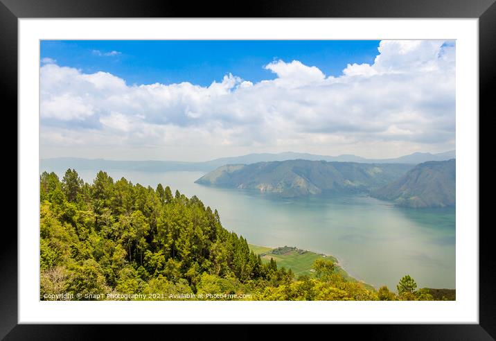 A view over the largest volcanic crater lake in the world, Lake Toba, Indonesia Framed Mounted Print by SnapT Photography