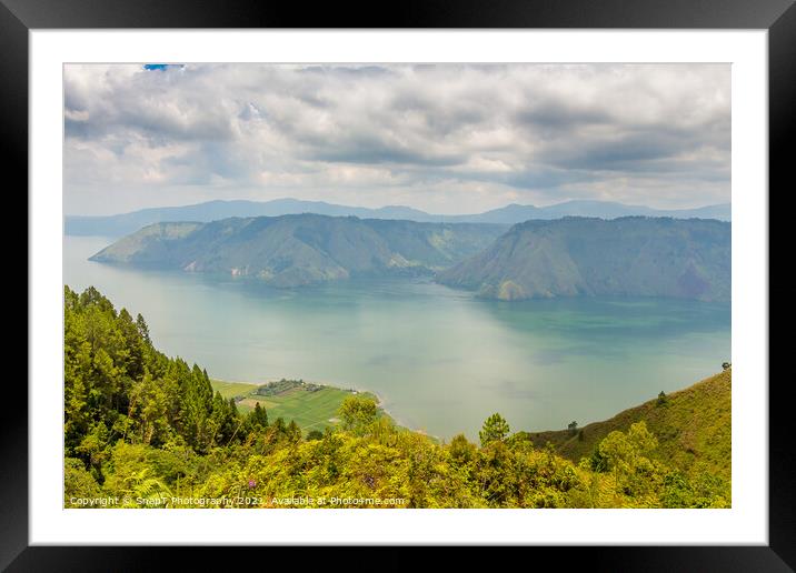 View into the crater of the largest volcanic crater lake in the world, Lake Toba Framed Mounted Print by SnapT Photography