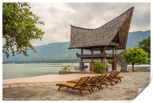 A view from the shoreline of Lake Toba, North Sumatra, Indonesia Print by SnapT Photography