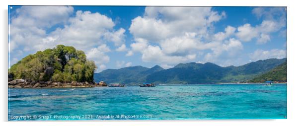 The blue turquoise waters off Palua Rengis, Tiomen Island, Malaysia Acrylic by SnapT Photography