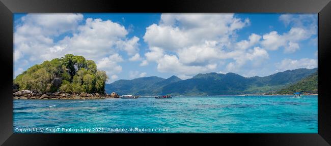 The blue turquoise waters off Palua Rengis, Tiomen Island, Malaysia Framed Print by SnapT Photography