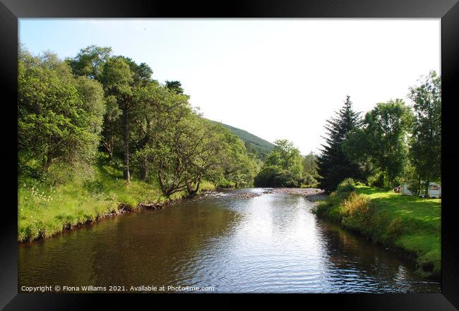 Down the Water at Ettrick valley Framed Print by Fiona Williams