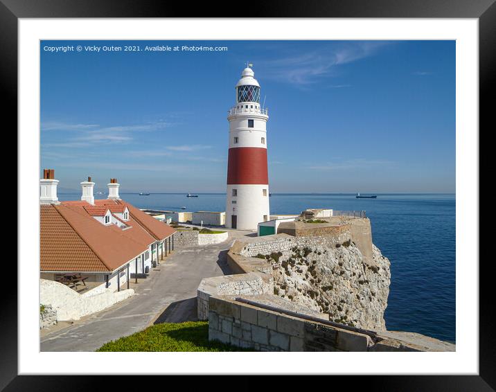 Europa Point lighthouse & cottages, Gibraltar Framed Mounted Print by Vicky Outen