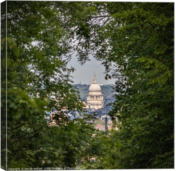 Saint Paul's Cathedral from Nunhead Cemetery Canvas Print by Simon Belcher