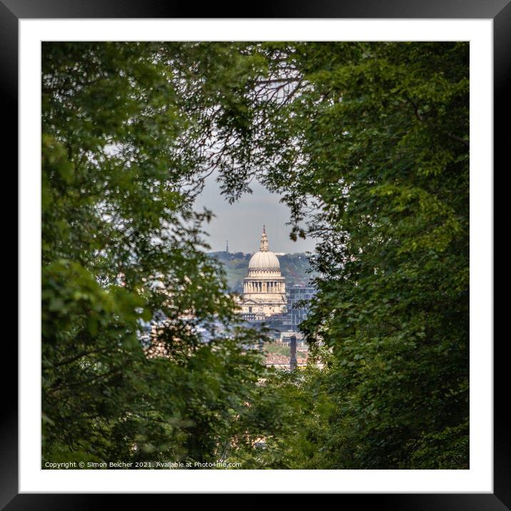 Saint Paul's Cathedral from Nunhead Cemetery Framed Mounted Print by Simon Belcher