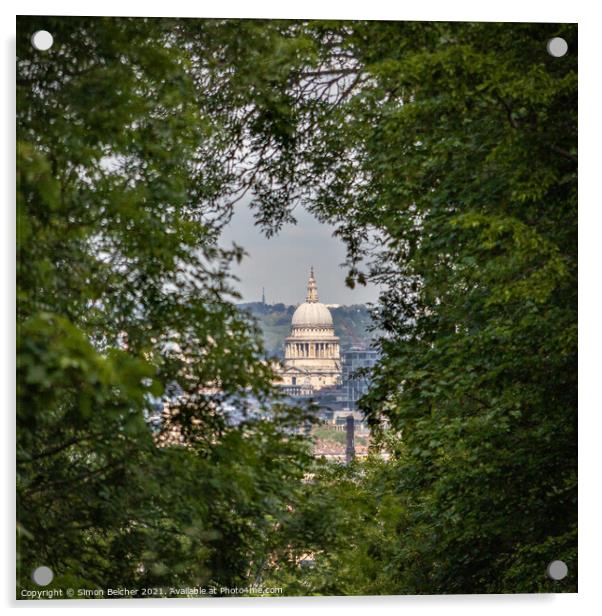 Saint Paul's Cathedral from Nunhead Cemetery Acrylic by Simon Belcher