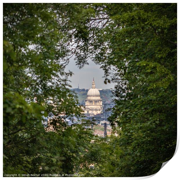 Saint Paul's Cathedral from Nunhead Cemetery Print by Simon Belcher