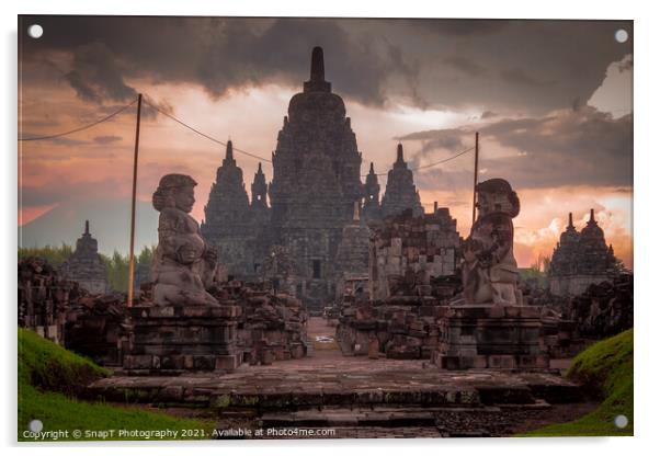 Prambanan hindu temple at sunset in Yogyakarta, Indonesia Acrylic by SnapT Photography