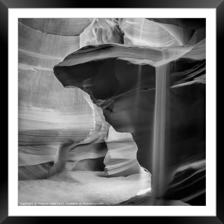 ANTELOPE CANYON Pouring Sand | monochrome Framed Mounted Print by Melanie Viola