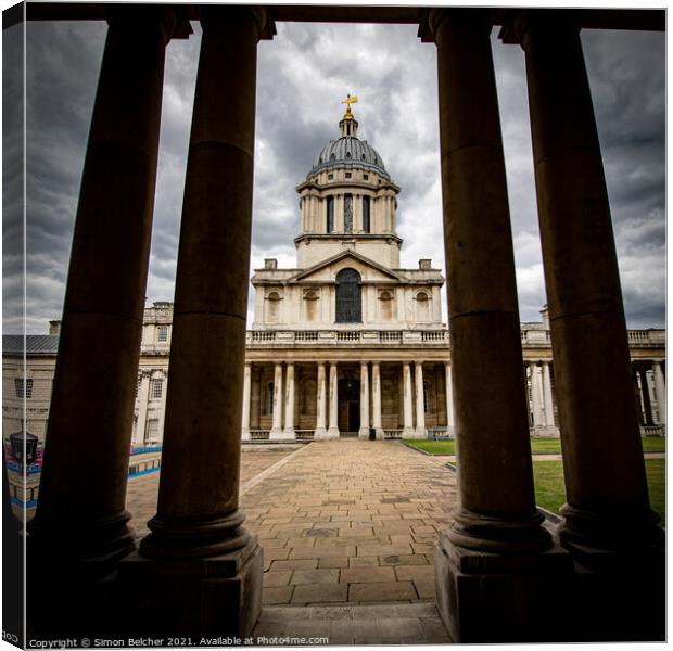 Old Royal Naval College Framed Canvas Print by Simon Belcher