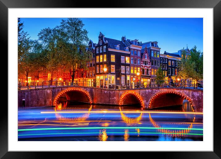 Evening in City of Amsterdam Framed Mounted Print by Artur Bogacki