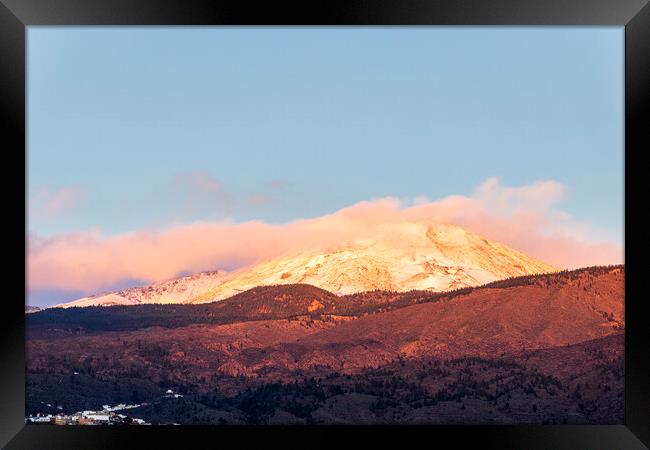 Snowcapped Teide at sunset Framed Print by Phil Crean