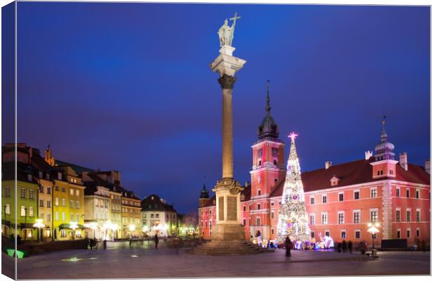 Old Town of Warsaw by Night in Poland Canvas Print by Artur Bogacki