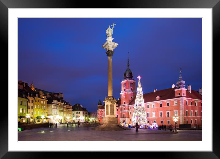 Old Town of Warsaw by Night in Poland Framed Mounted Print by Artur Bogacki