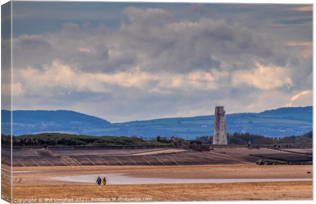 Beautiful coastline and lighthouse Leasowe Wirral  Canvas Print by Phil Longfoot