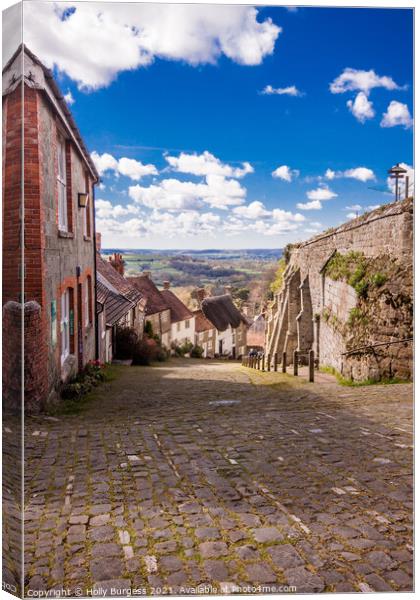 'Steep Journey: Shaftesbury's Iconic Gold Hill' Canvas Print by Holly Burgess