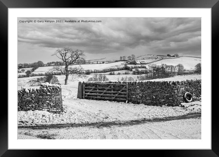 Snowy Winter Scene Downham Framed Mounted Print by Gary Kenyon