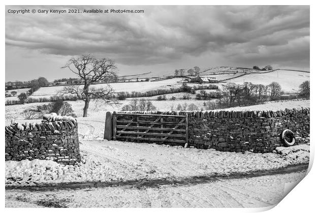 Snowy Winter Scene Downham Print by Gary Kenyon