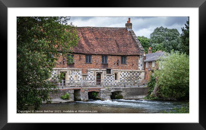 Water Mill at Harnham Framed Mounted Print by Simon Belcher