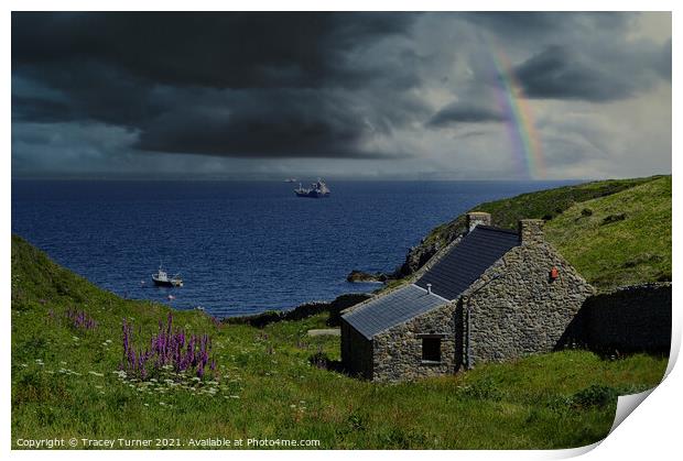 Rainbow over Pembrokeshire Print by Tracey Turner