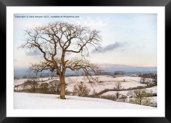 Downham Winter Snowy Scene Framed Mounted Print by Gary Kenyon