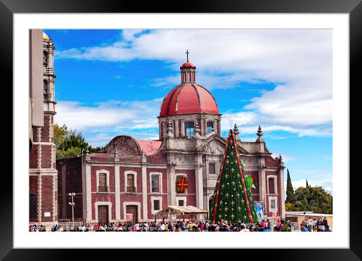 Old Basilica Shrine of Guadalupe Christmas Day Tree Mexico City  Framed Mounted Print by William Perry
