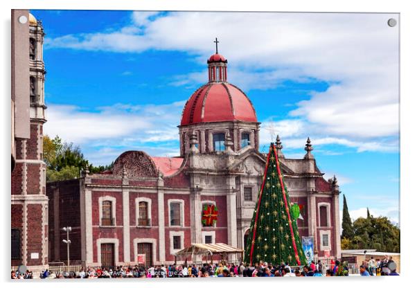 Old Basilica Shrine of Guadalupe Christmas Day Tree Mexico City  Acrylic by William Perry