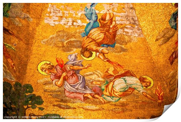 Angels Mosaic Old Basilica Guadalupe Mexico City Mexico Print by William Perry