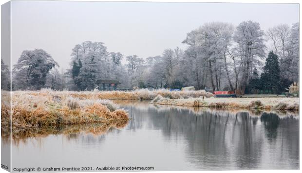 Wey Navigations Winter Landscape Canvas Print by Graham Prentice