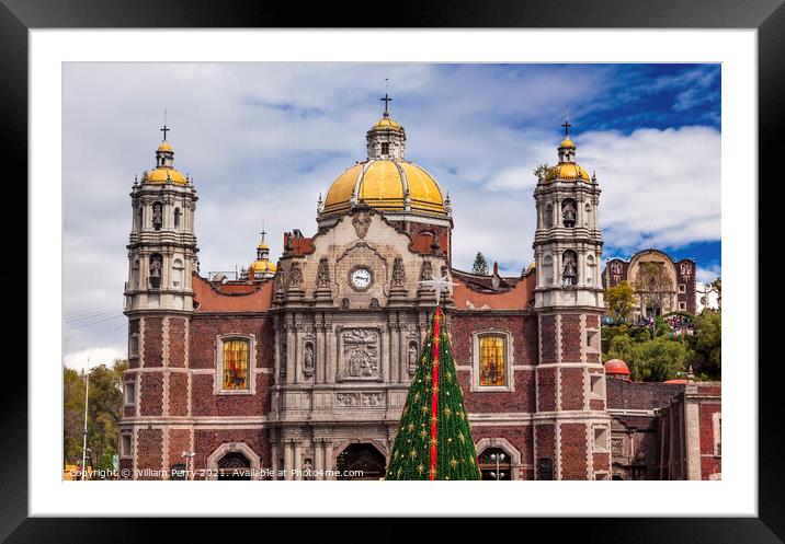 Old Basilica Shrine of Guadalupe Christmas Day Tree Mexico City  Framed Mounted Print by William Perry