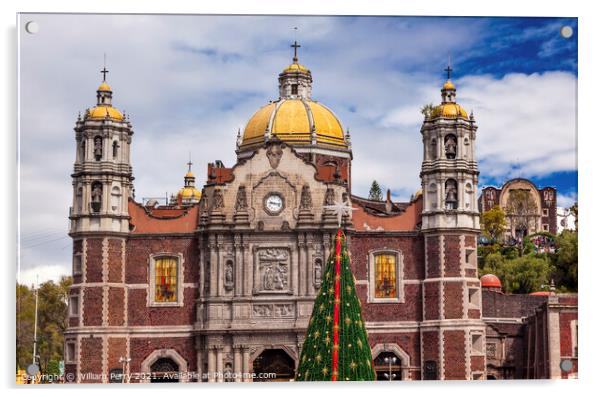 Old Basilica Shrine of Guadalupe Christmas Day Tree Mexico City  Acrylic by William Perry