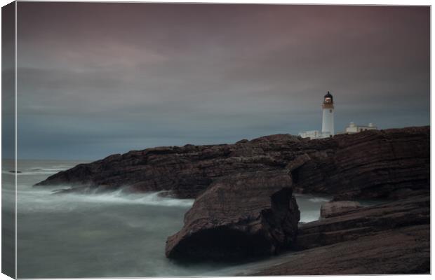 Stormy Lighthouse, Rua Reidh Canvas Print by Christopher Stores