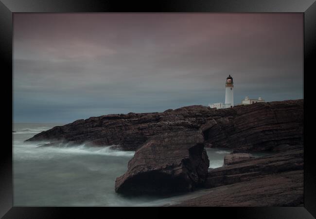 Stormy Lighthouse, Rua Reidh Framed Print by Christopher Stores