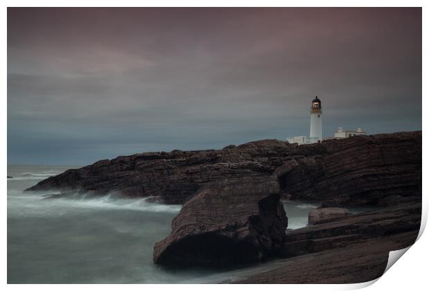 Stormy Lighthouse, Rua Reidh Print by Christopher Stores