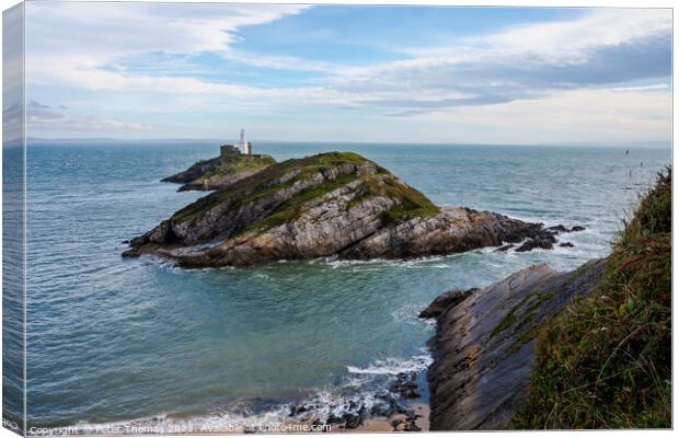 Guiding Light of Mumbles Canvas Print by Peter Thomas