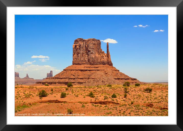 West Mitten Butte Monument Valley Framed Mounted Print by Sarah Smith