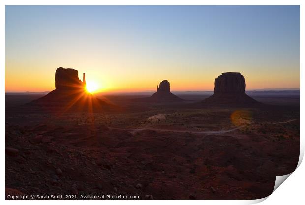 Monument Valley Sunrise Print by Sarah Smith