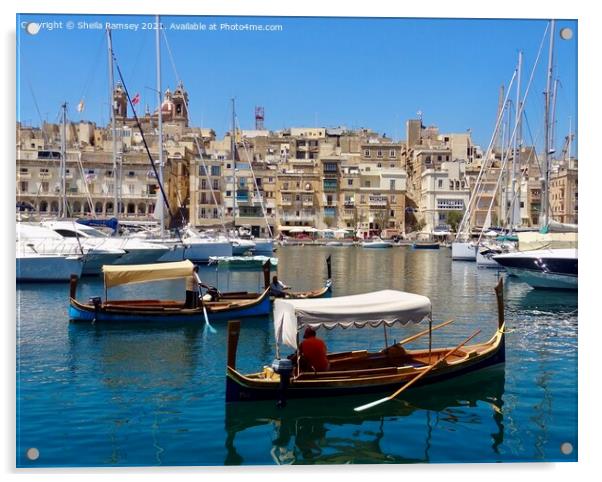 Vittoriosa Harbour Malta Acrylic by Sheila Ramsey