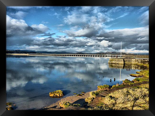 Kent Viaduct and Arnside Pier. Framed Print by Lilian Marshall