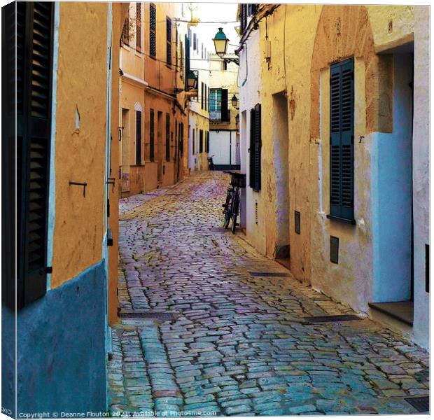 Rustic Charm Bicycle and Walls Ciutadella Menorca Canvas Print by Deanne Flouton