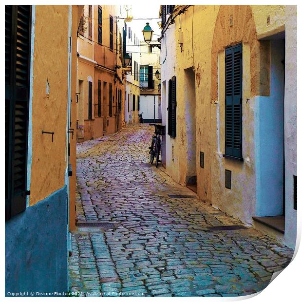 Rustic Charm Bicycle and Walls Ciutadella Menorca Print by Deanne Flouton